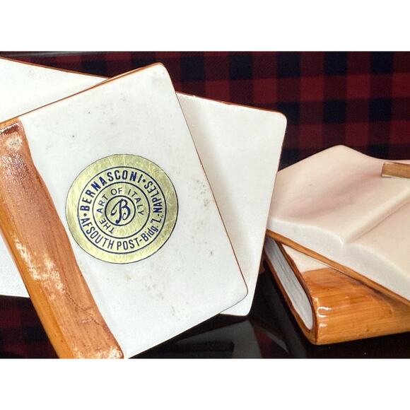 Pair Antique Porcelain Books Bernasconi AF South Post-Bidg. L Naples Italy - Picture 4 of 8